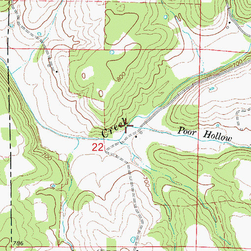 Topographic Map of Poor Hollow Branch, AR