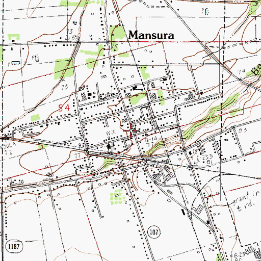 Topographic Map of Mansura, LA
