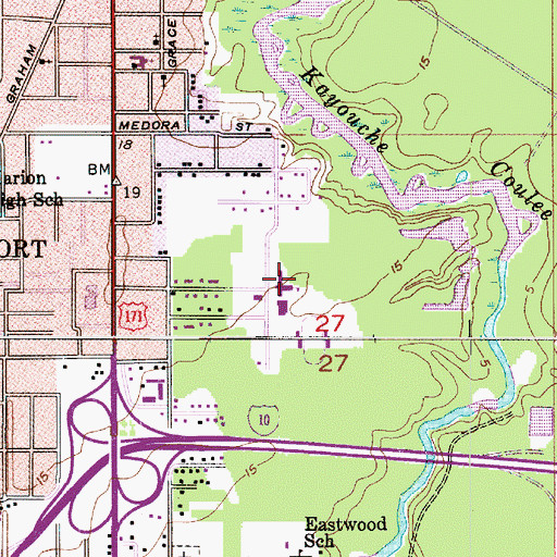 Topographic Map of Washington - Marion Magnet High School, LA