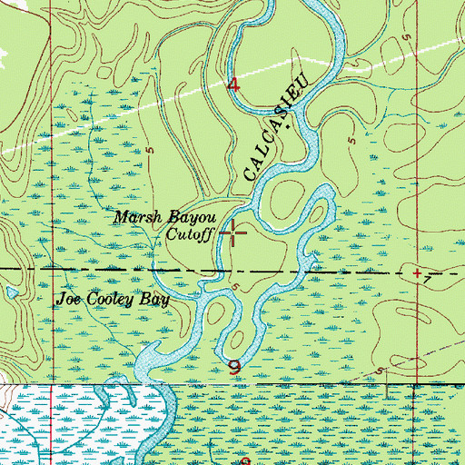 Topographic Map of Marsh Bayou Cutoff, LA