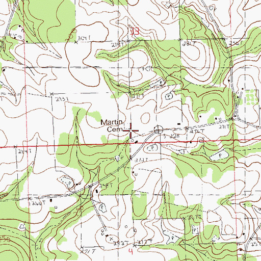 Topographic Map of Martin Cemetery, LA
