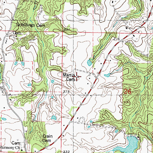 Topographic Map of Martin Cemetery, LA