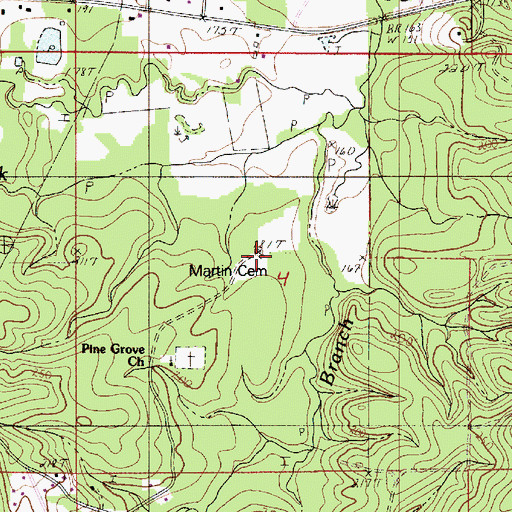 Topographic Map of Martin Cemetery, LA