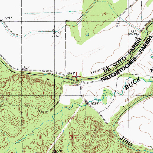 Topographic Map of Mary Cox Bridge, LA