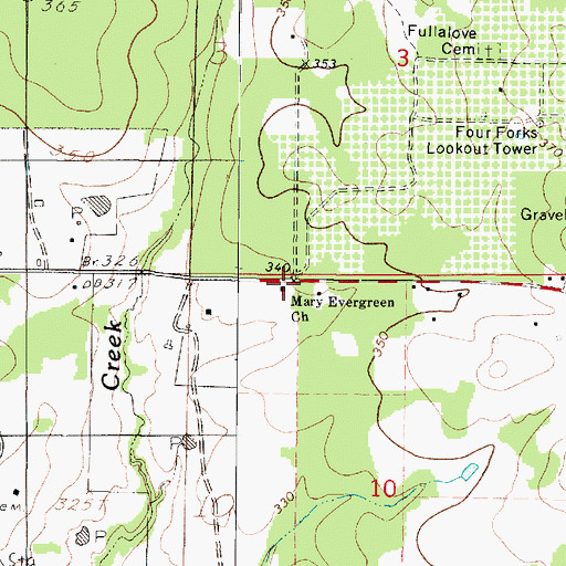 Topographic Map of Mary Evergreen Church, LA