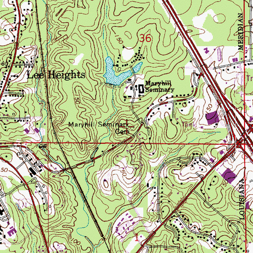 Topographic Map of Maryhill Seminary Cemetery, LA