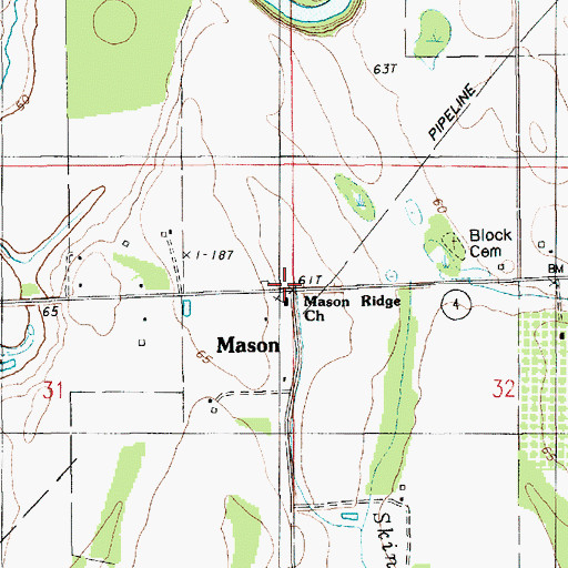 Topographic Map of Mason Ridge Church, LA