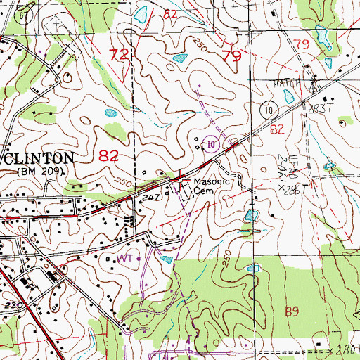 Topographic Map of Masonic Cemetery, LA