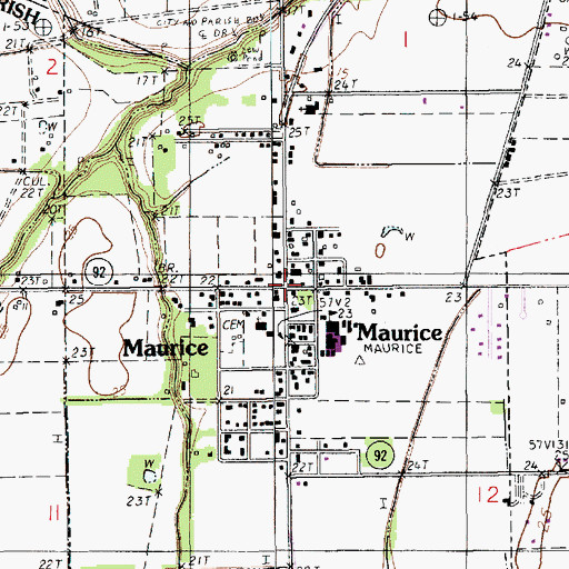 Topographic Map of Maurice, LA