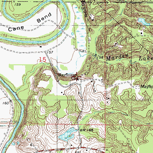 Topographic Map of Mayflower Church, LA