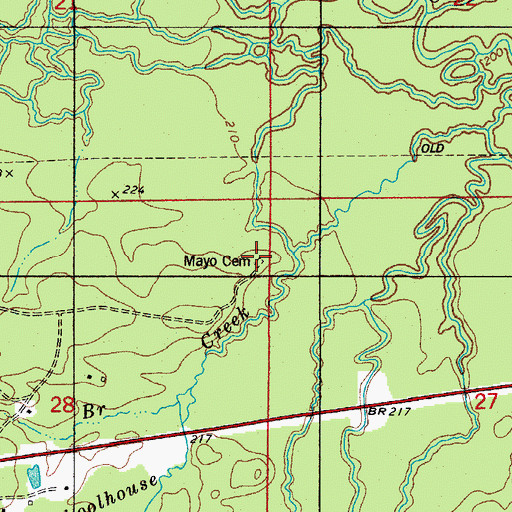 Topographic Map of Mayo Cemetery, LA