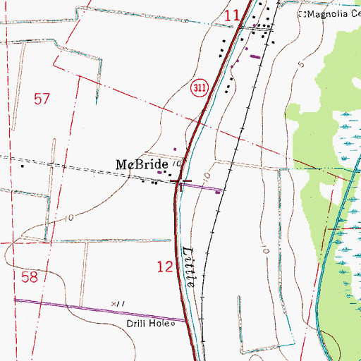 Topographic Map of McBride, LA