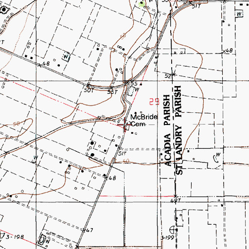 Topographic Map of McBride Cemetery, LA