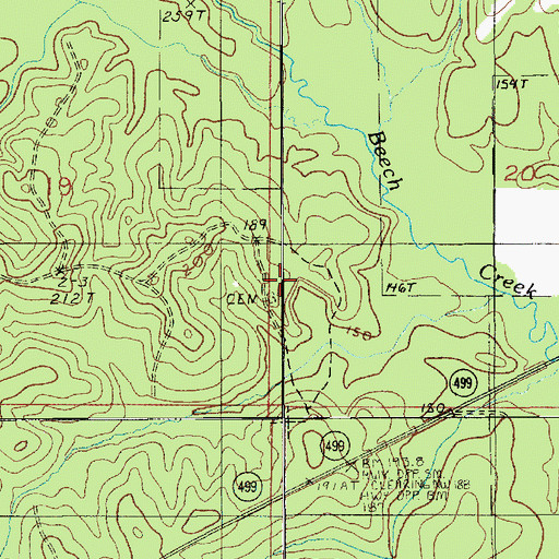 Topographic Map of McCarty Cemetery, LA