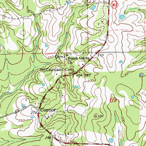 Topographic Map of McCausland Cemetery, LA