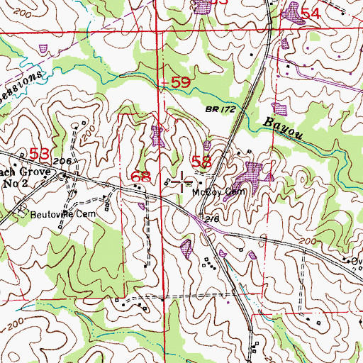 Topographic Map of McCoy Cemetery, LA