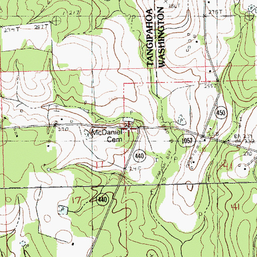 Topographic Map of McDaniel Cemetery, LA