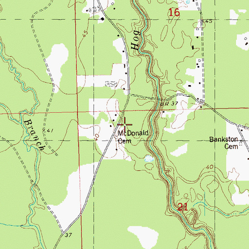 Topographic Map of McDonald Cemetery, LA