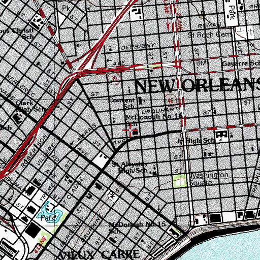 Topographic Map of New Orleans Center for the Education of Adults, LA