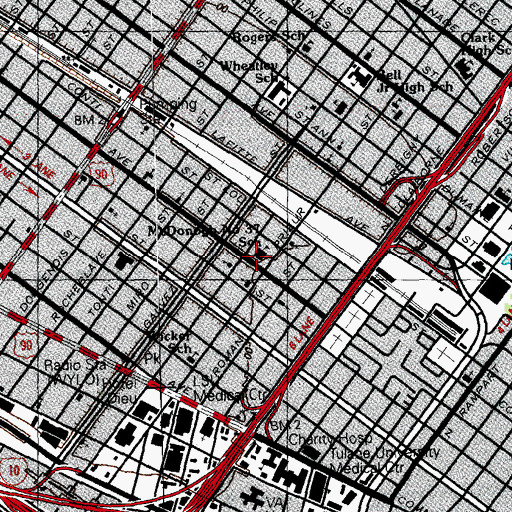 Topographic Map of McDonogh Number 37 School, LA