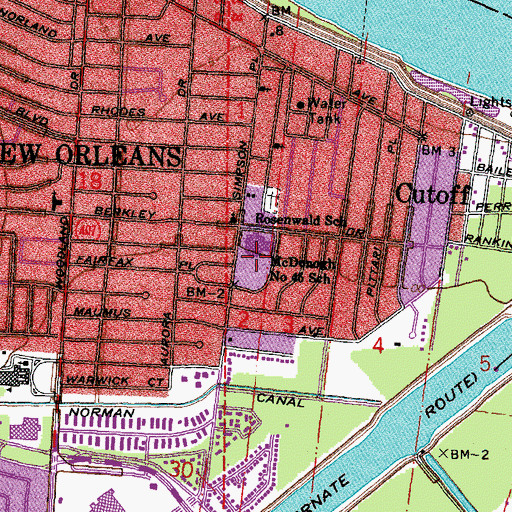 Topographic Map of McDonogh Number 45 School, LA