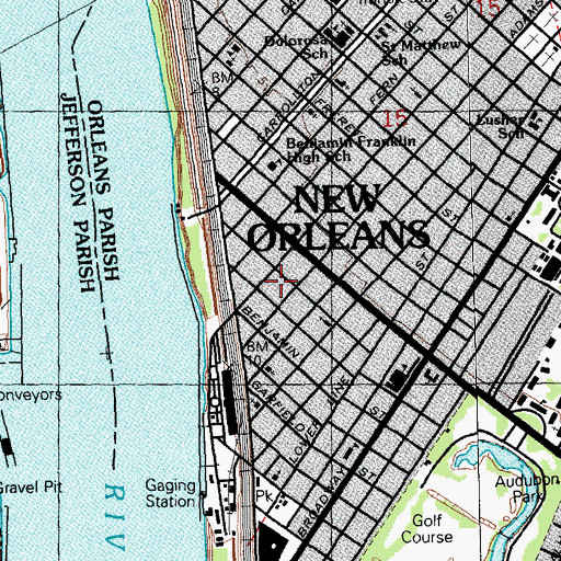 Topographic Map of McDonogh School, LA