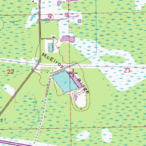Topographic Map of McElroy Ridge, LA