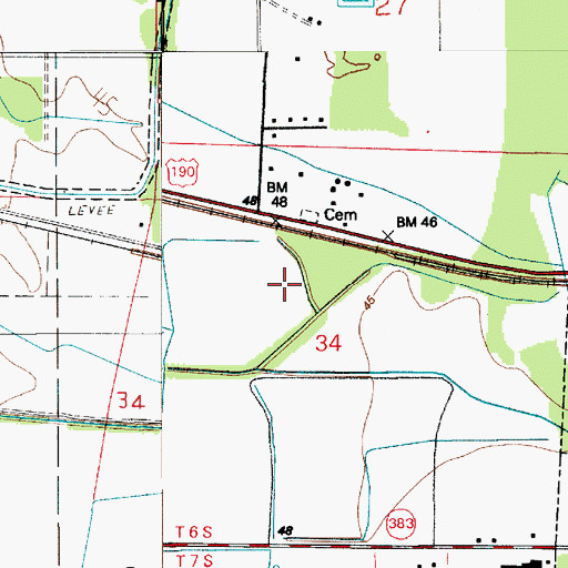 Topographic Map of McGee Cemetery, LA