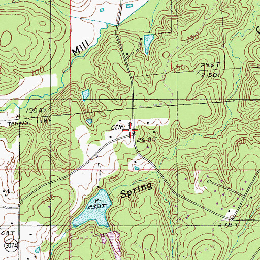 Topographic Map of Waldron Cemetery, LA