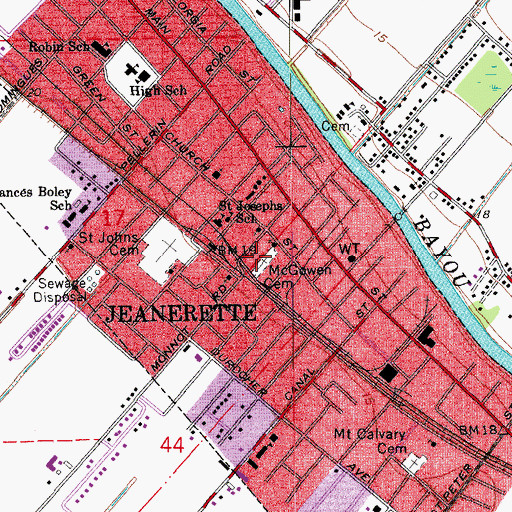 Topographic Map of McGowen Cemetery, LA