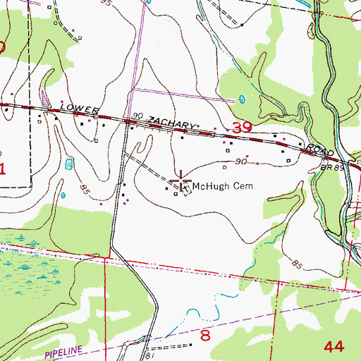 Topographic Map of McHugh Cemetery, LA