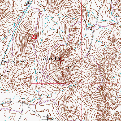 Topographic Map of Ajax Hill, AZ