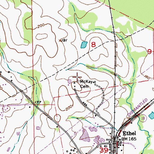 Topographic Map of McKay Cemetery, LA