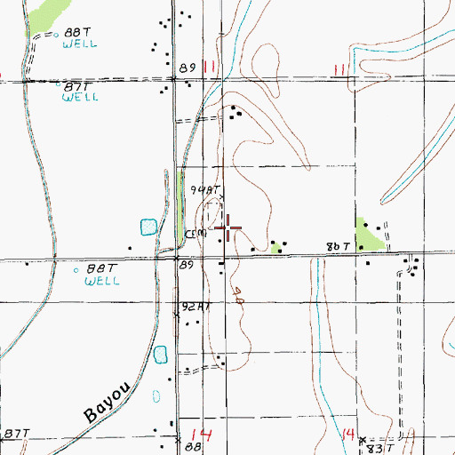 Topographic Map of McKnight Cemetery, LA