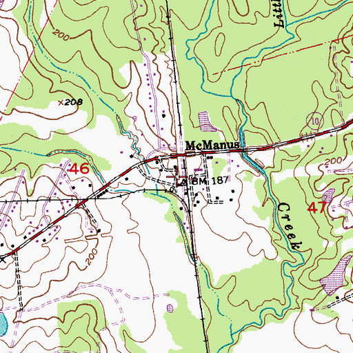Topographic Map of McManus, LA