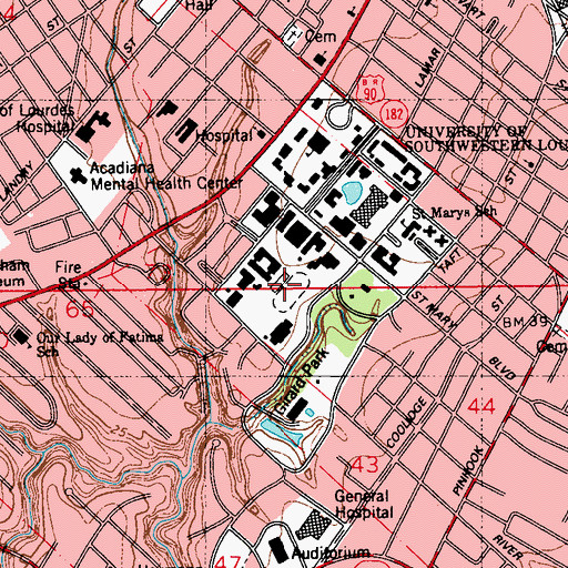 Topographic Map of McNaspy Stadium, LA