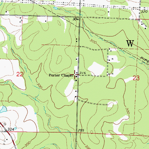 Topographic Map of Porter Chapel, AR