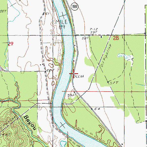Topographic Map of McSween Cemetery, LA