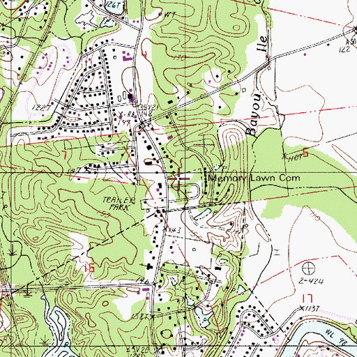 Topographic Map of Memory Lawn Cemetery, LA