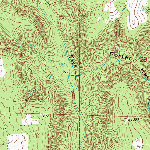 Topographic Map of Porter Hollow, AR