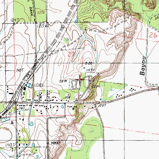 Topographic Map of Mer Rouge Cemetery, LA