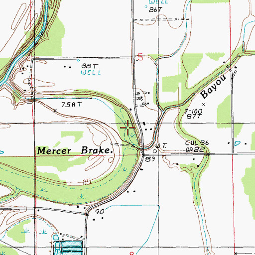 Topographic Map of Mercer Brake, LA