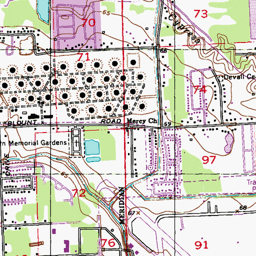 Topographic Map of Mercy Church, LA