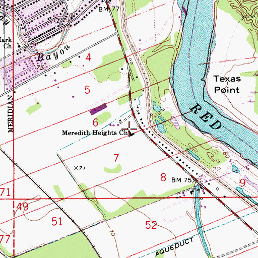 Topographic Map of Meredith Heights Church, LA