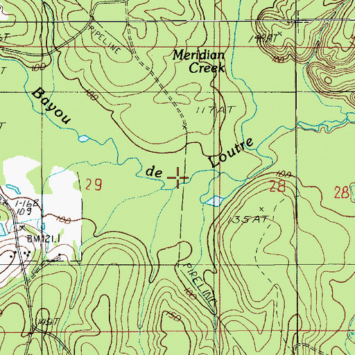 Topographic Map of Meridian Creek, LA