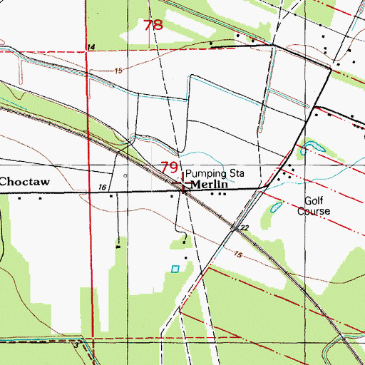 Topographic Map of Merlin, LA