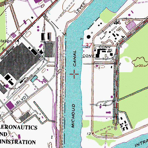 Topographic Map of Michoud Canal, LA