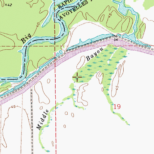Topographic Map of Middle Bayou, LA