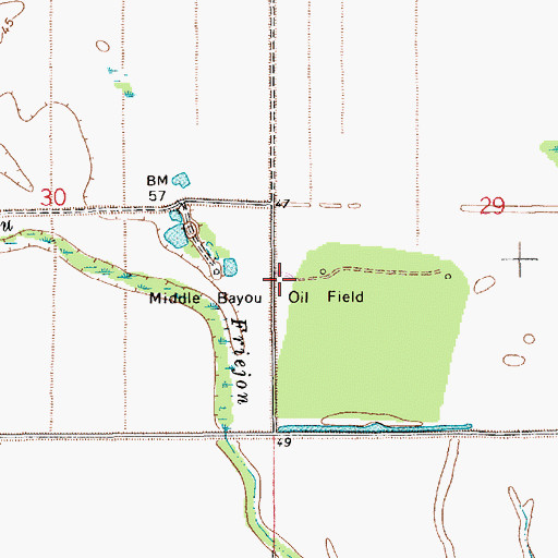 Topographic Map of Middle Bayou Oil Field, LA
