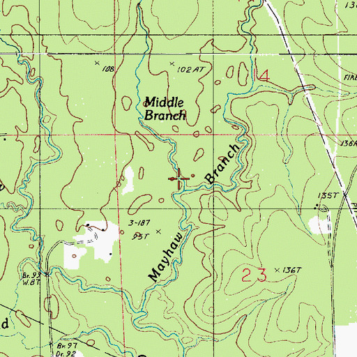 Topographic Map of Middle Branch, LA